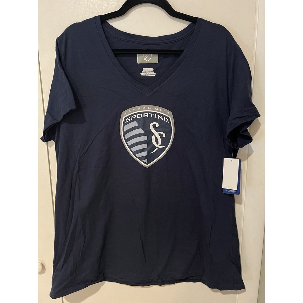 New Sporting Kansas City Women's 2X T-shirt KC Soccer Tee Shirt Navy Blue